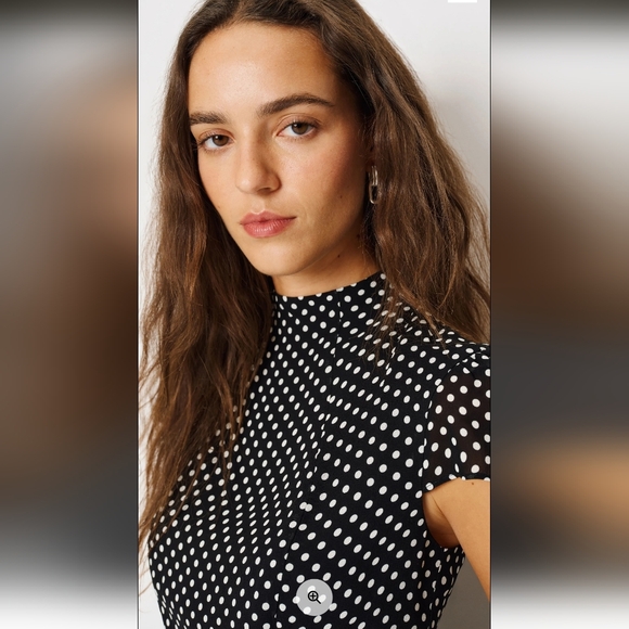 REFORMATION. Black Polka Dot Short Dress - Classic Fit Maven Dress - Picture 3 of 3